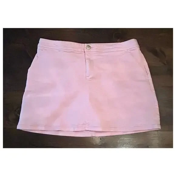 Lilly Pulitzer Colette Denim Skort Skirt Calla Lilly Pink Button Womens Size 12 - Picture 8 of 13